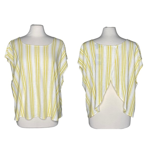 Torrid 0 Linen Cross Back Cropped Tank in ember stripe - Picture 1 of 11